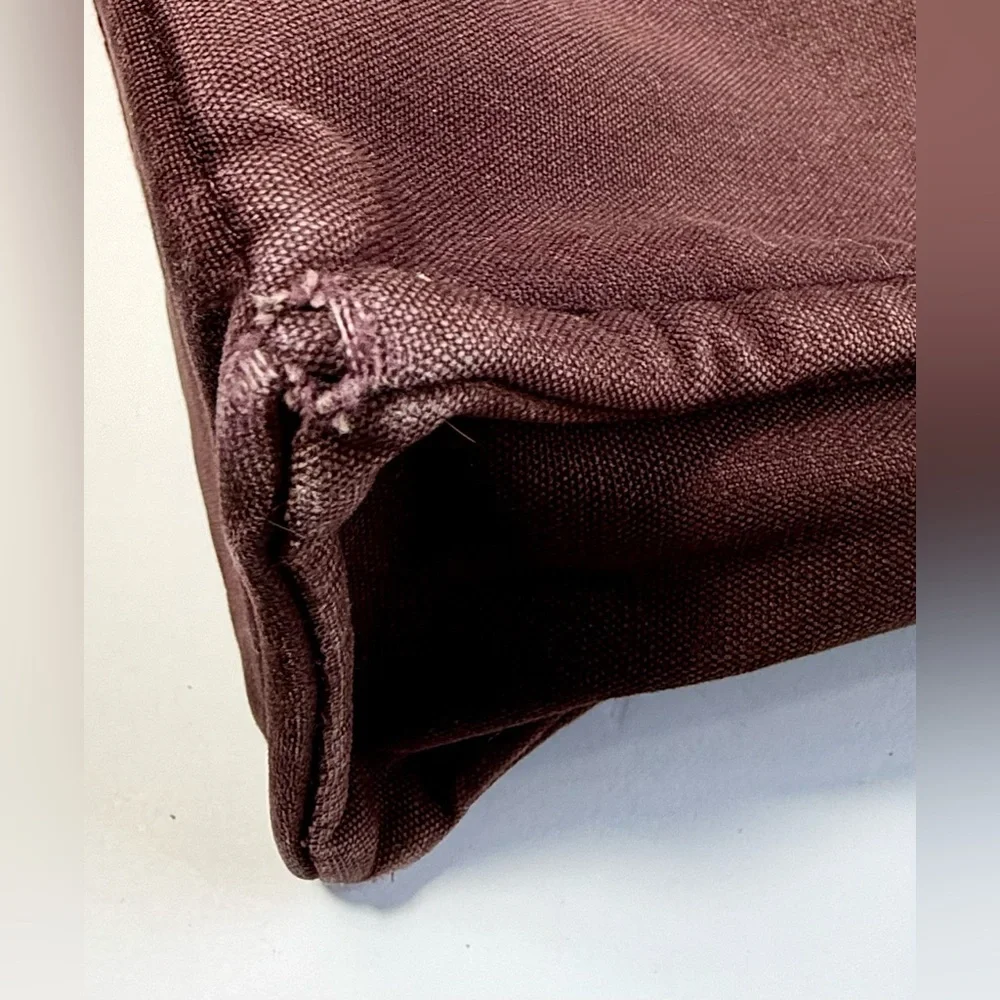 Hermes Brown Canvas Tote with Red and Burgundy Straps